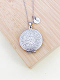 Best Mother's Day Gift for Mom, Grandmother, Great Grandma, Aunt, Stainless Steel Necklace, Flower Locket, Keepsake Photo Frame Charm, N4517
