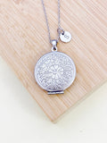 Best Mother's Day Gift for Mom, Grandmother, Great Grandma, Aunt, Stainless Steel Necklace, Flower Locket, Keepsake Photo Frame Charm, N4517