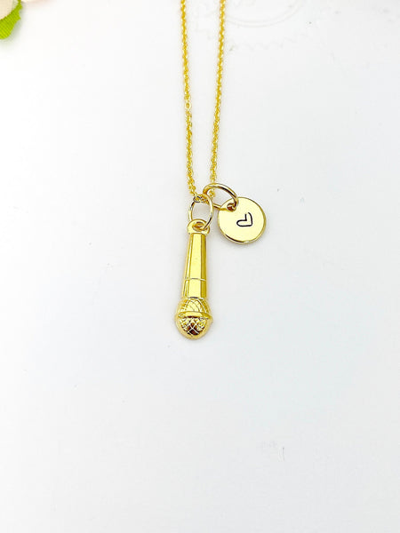 Gold Microphone Necklace Personalized Gifts, N5189