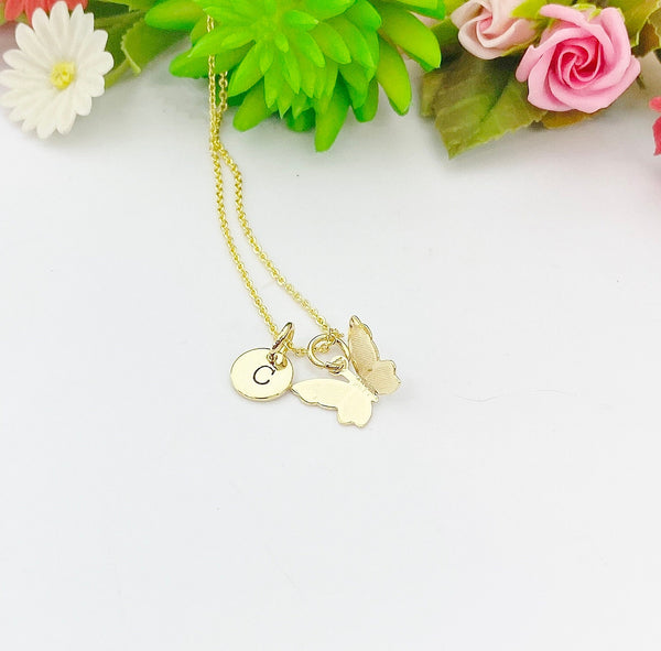 Gold Butterfly Charm Necklace Mother's Day Gifts, Personalized Gifts, N2710A
