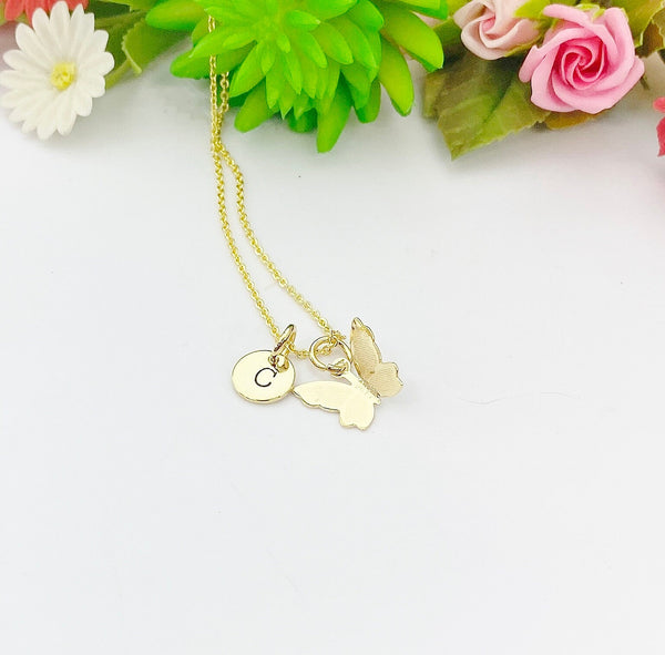 Gold Butterfly Charm Necklace Mother's Day Gifts, Personalized Gifts, N2710A