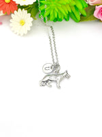 German Shepherd Necklace, Dog Beed Charm, Pet Lover Gift, Personalized Initial Gift, N4448