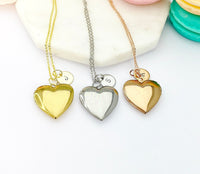 Rose Gold Heart Locket Necklace Love, Keepsake Photo Frame, Personalized Customized, N5179A