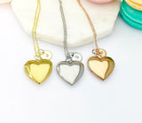Rose Gold Heart Locket Necklace Love, Keepsake Photo Frame, Personalized Customized, N5179A