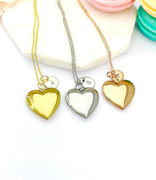 Rose Gold Heart Locket Necklace Love, Keepsake Photo Frame, Personalized Customized, N5179A