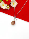 Silver Natural Strawberry Quartz Necklace, Natural Gemstone Jewelry Gift, Personalized Initial Gift, N5217