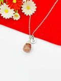 Silver Natural Strawberry Quartz Necklace, Natural Gemstone Jewelry Gift, Personalized Initial Gift, N5217