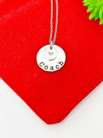 Silver Coach Charm Necklace, Hand Stamped Coach Jewelry Gift, Personalized Initial Gift, N891A