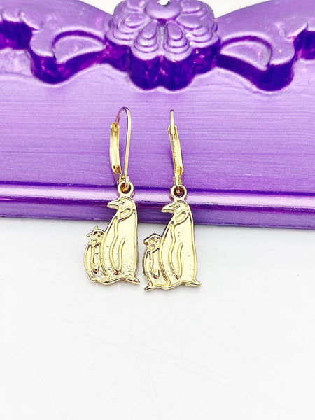 Gold Mother Daughter Penguin Earrings Birthday Gift, N4859A