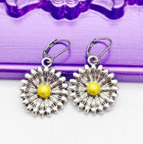 Silver Daisy Earrings Birthday Gift, N984A