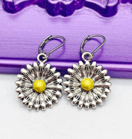 Silver Daisy Earrings Birthday Gift, N984A
