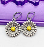 Silver Daisy Earrings Birthday Gift, N984A
