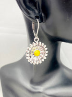 Silver Daisy Earrings Birthday Gift, N984A