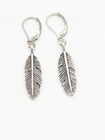 Silver Feather Earrings, Birthday Gift, N947AA