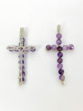 Silver Amethyst Cross Necklace, Natural Gemstone Jewelry, Birthday Gifts, Personalized Customized Gifts, N5225