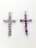 Silver Amethyst Cross Necklace, Natural Gemstone Jewelry, Birthday Gifts, Personalized Customized Gifts, N5225