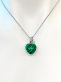 Heart Malachite Necklace Stainless Steel Gemstone Jewelry, Birthday Gifts, Personalized Customized Gifts, N5233
