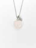 Rose Quartz Necklace Stainless Steel Natural Gemstone Jewelry, Birthday Gifts, Personalized Customized Gifts, N5235