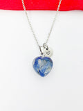 Natural Sodalite Heart Pendants Necklace Natural Gemstone Jewelry, Birthday Gifts, Personalized Customized Gifts, N5243