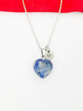 Natural Sodalite Heart Pendants Necklace Natural Gemstone Jewelry, Birthday Gifts, Personalized Customized Gifts, N5243