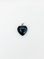 Black Agate Heart Pendants Necklace Natural Gemstone Jewelry, Birthday Gifts, Personalized Customized Gifts, N5244