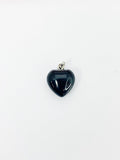 Black Agate Heart Pendants Necklace Natural Gemstone Jewelry, Birthday Gifts, Personalized Customized Gifts, N5244