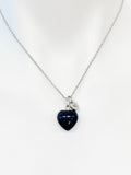 Black Agate Heart Charm Necklace, Natural Gemstone Jewelry, N5244