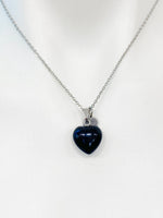 Black Agate Heart Pendants Necklace Natural Gemstone Jewelry, Birthday Gifts, Personalized Customized Gifts, N5244