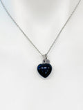 Black Agate Heart Charm Necklace, Natural Gemstone Jewelry, N5244