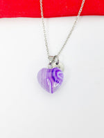 Natural Agate Heart Pendants Necklace Natural Gemstone Jewelry, Birthday Gifts, Personalized Customized Gifts, N5245