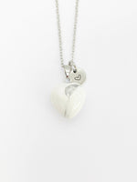 Natural Howlite Heart Pendants Necklace Gemstone Jewelry, Birthday Gifts, Personalized Customized Gifts, N5249