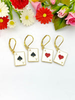 Black Ace of Spades Earrings Ace of Heart Earrings, Birthday Gift, N3214B