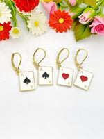 Black Ace of Spades Earrings Ace of Heart Earrings, Birthday Gift, N3214B