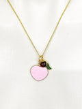 Gold Peach Charm Necklace Birthday Gifts, Personalized Customized Gifts, N5253