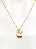 Gold Cute Bunny Rabbit with Orange Carrot Charm Necklace Birthday Gifts, Personalized Customized Gifts, N5254