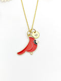 Gold Red Cardinal Charm Necklace Birthday Gifts, Personalized Customized Gifts, N5257