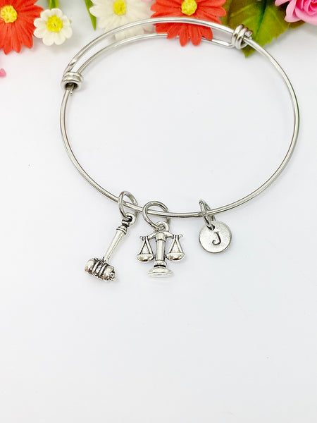 Justic Scale Gavel Bracelet Lawyer Attorney Law School Jewelry Gift, Birthday Gifts, Personalized Customized Gifts, N1531A