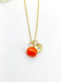 Gold Plum Peach Charm Necklace Fruits Foodie Jewelry Gift, Birthday Gifts, Personalized Customized Gifts, N5265