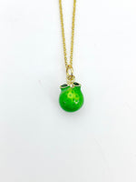 Gold Green Lemon Lime Charm Necklace Fruits Foodie Jewelry Gift, Birthday Gifts, Personalized Customized Gifts, N5266