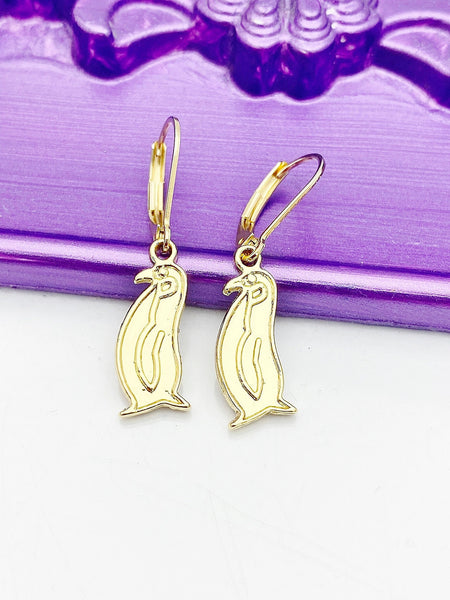 Gold Penguin Earrings Birthday Gift, N4858A