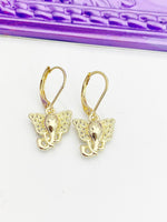 Gold Elephant Earrings Birthday Gift, N5219