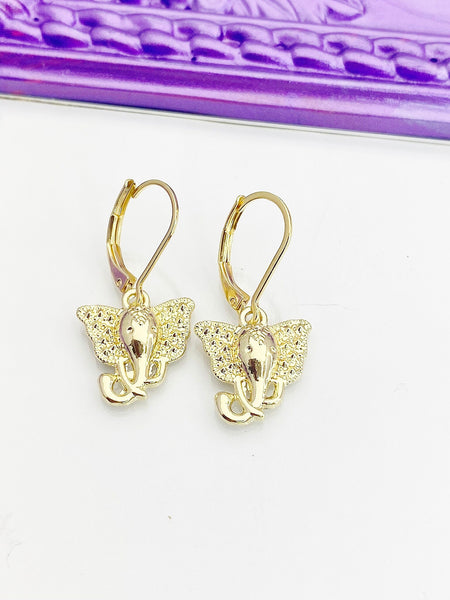 Gold Elephant Earrings Birthday Gift, N5219