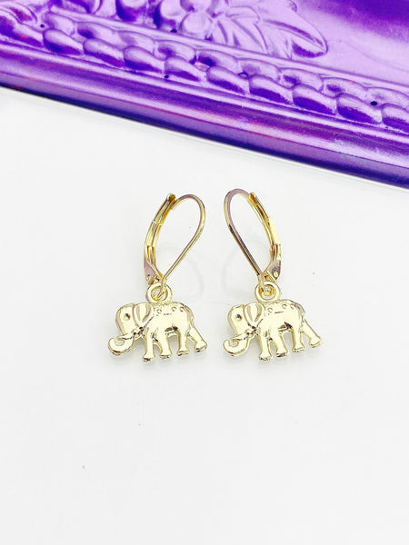 Gold Elephant Earrings Hypoallergenic Earrings, Birthday Gift, N5221