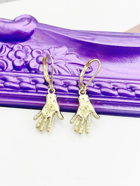 Gold Evil Eye Palm Earrings Birthday Gift, N5221