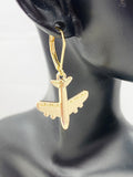 Gold Airplane Charm Earrings, Christmas Gift Ideas, N2741A