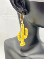 Gold Cactus Earrings Birthday Gift, N2745A