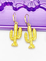 Gold Cactus Earrings Birthday Gift, N2745A