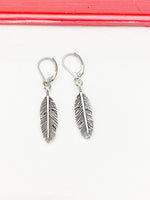 Silver Feather Earrings, Birthday Gift, N947AA