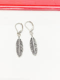 Silver Feather Earrings, Birthday Gift, N947AA