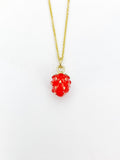 Gold Red Strawberry Charm Necklace Foodie Gifts, Personalized Customized Gifts, N5273